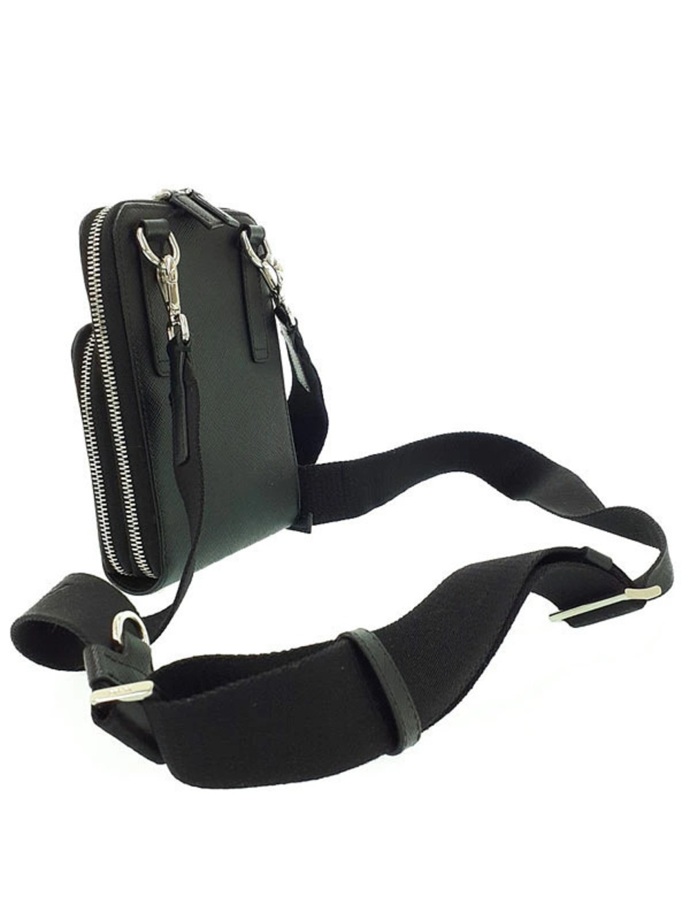 Prada Smartphone Case Bag Saffiano Shoulder Leather Black